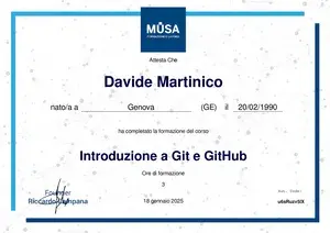 Anteprima Certificato: Introduzione a Git e GitHub