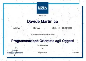 Anteprima Certificato: Programmazione a oggetti
