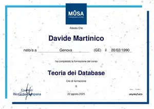 Anteprima Certificato: Teoria dei database